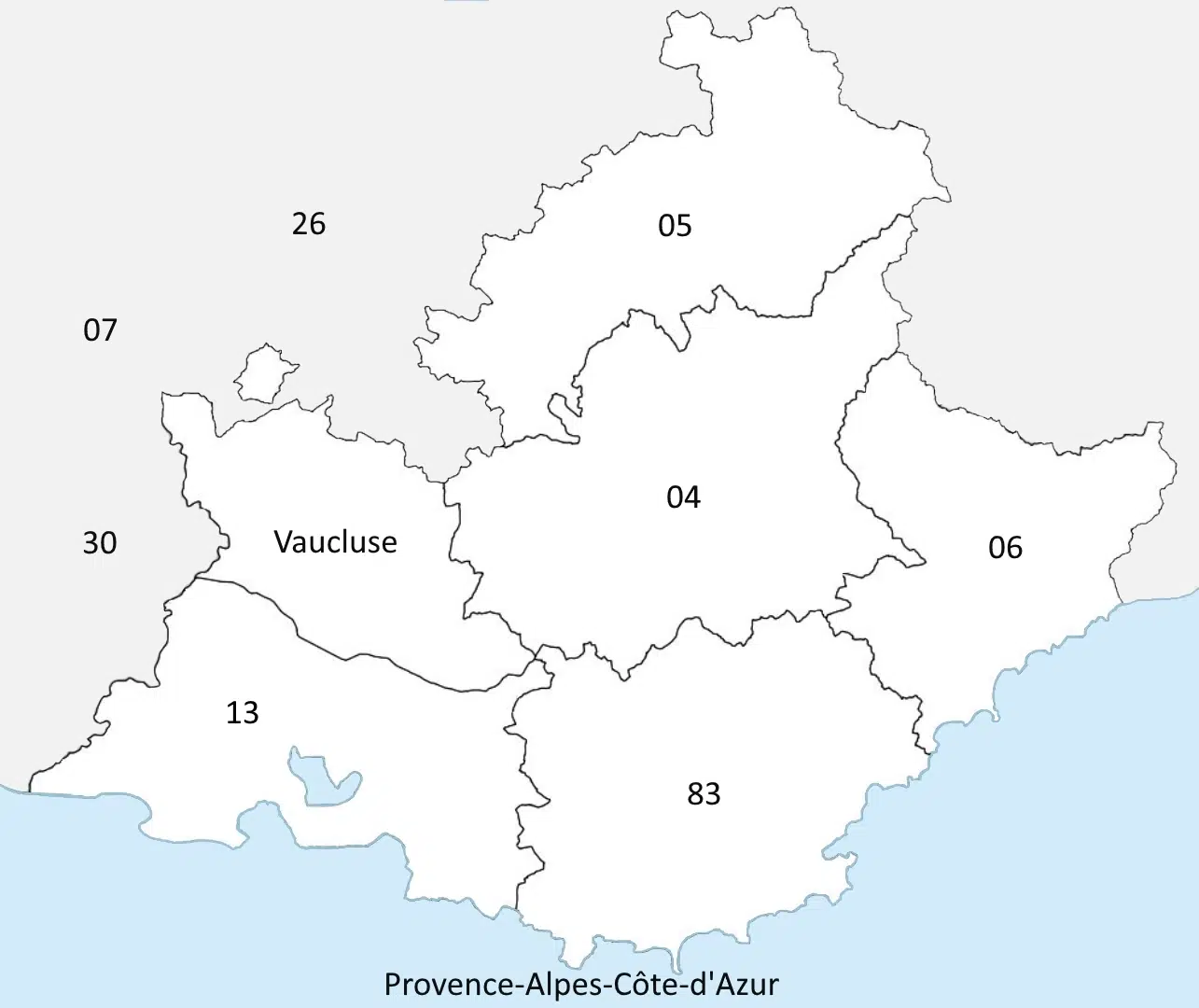 Emplacement du département Vaucluse 84 sur la carte Provence Alpes Côte d'Azur