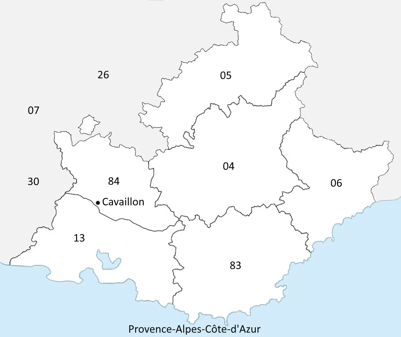 Emplacement de la ville Cavaillon 84 sur la carte Provence Alpes Côte d'Azur