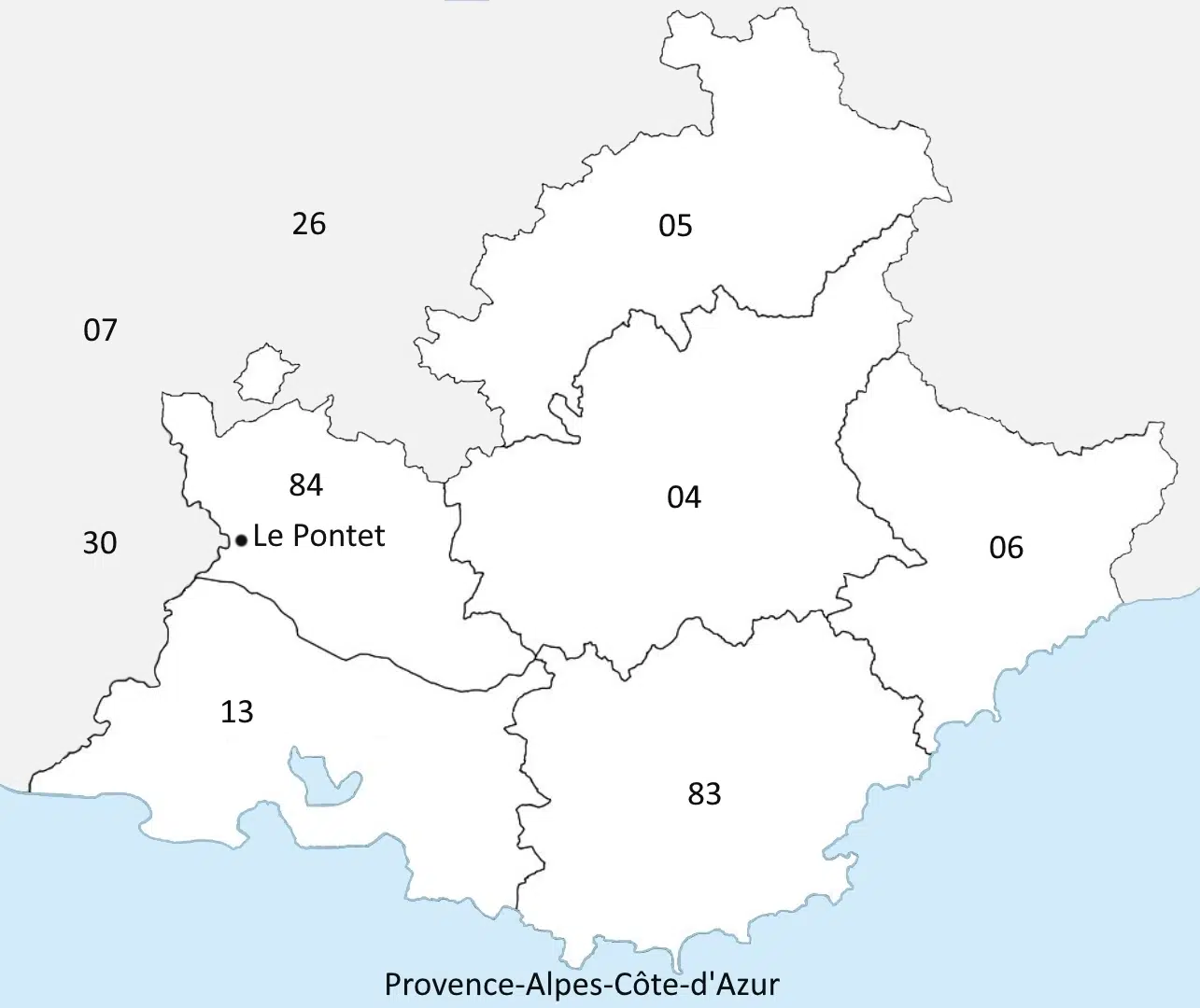 Emplacement de la ville Le Pontet 84 sur la carte Provence Alpes Côte d'Azur