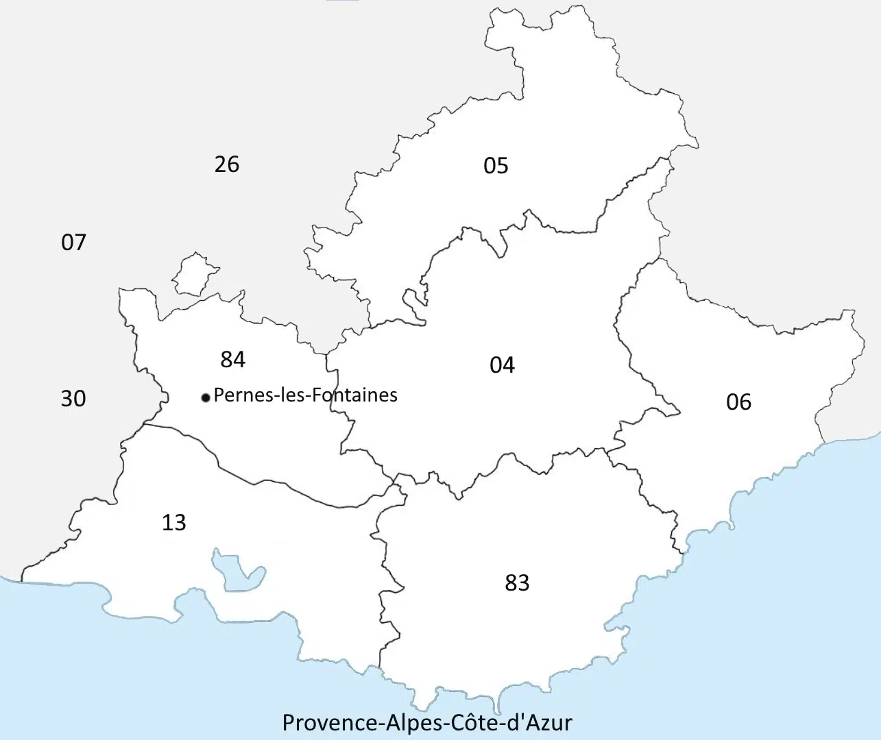 Emplacement de la ville Pernes-les-Fontaines 84 sur la carte Provence Alpes Côte d'Azur