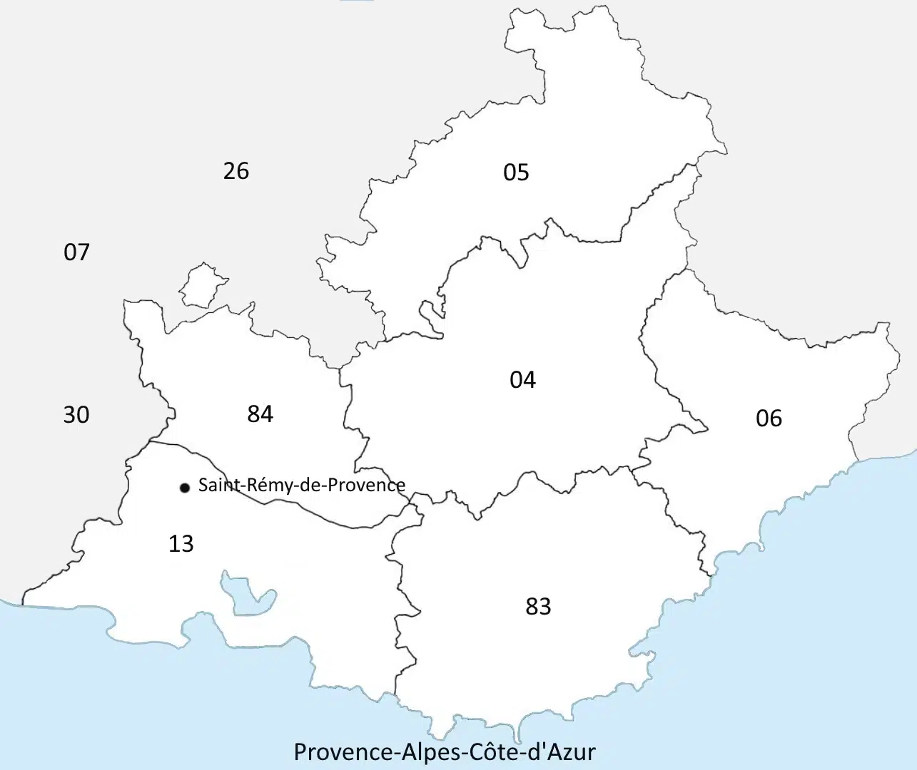 Emplacement de la ville Saint Rémy de Provence 13 sur la carte Provence Alpes Côte d'Azur