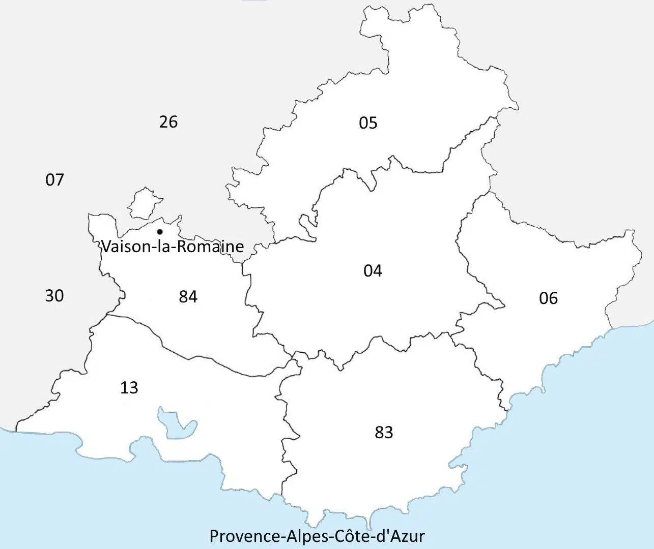 Emplacement de la ville Vaison-la-Romaine 84 sur la carte Provence Alpes Côte d'Azur