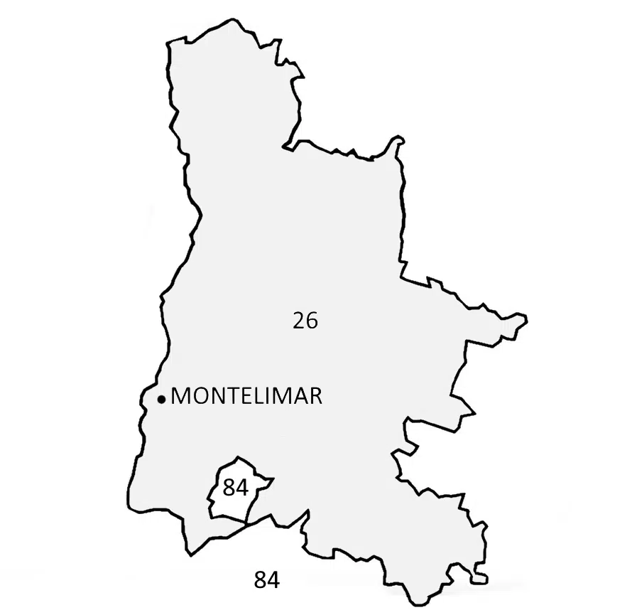 Situation de la ville de Montélimar sur la carte Drome 26