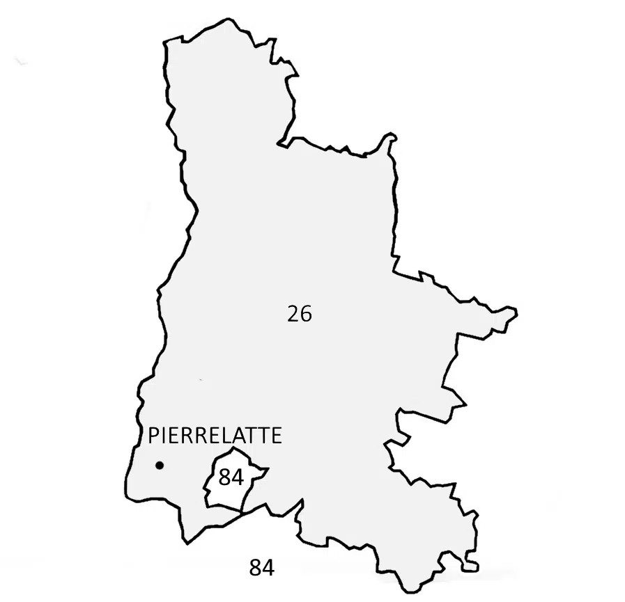 Situation de la ville de Pierrelatte sur la carte Drome 26