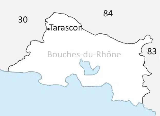 Situation de la ville de Tarascon sur la carte des Bouches du Rhone 13