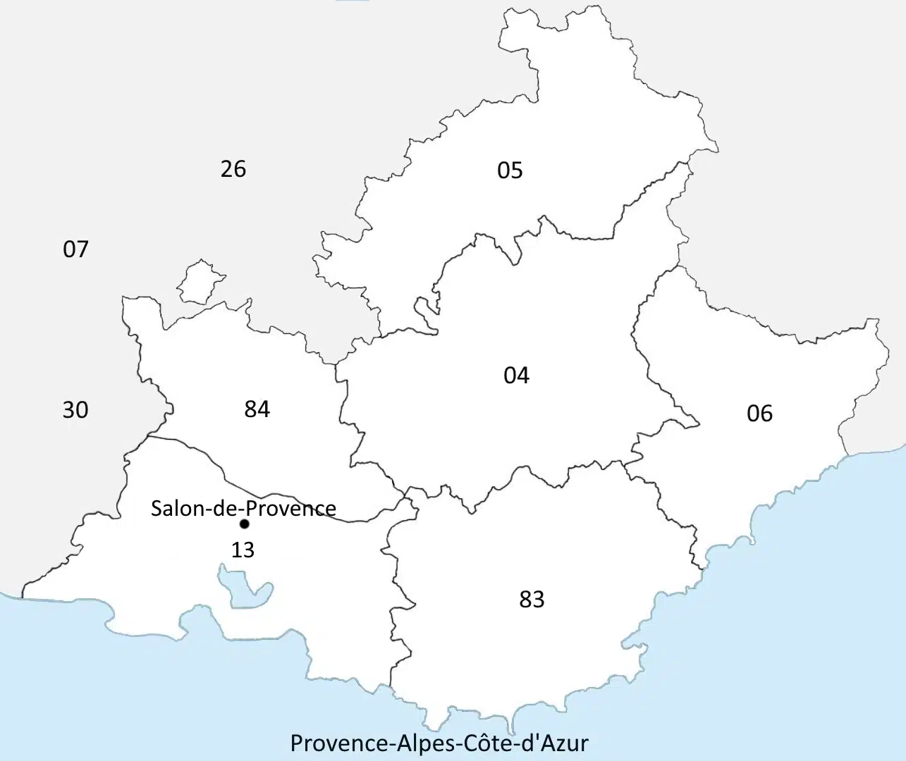 Emplacement de la ville Salon de Provence 13 sur la carte Provence Alpes Côte d'Azur